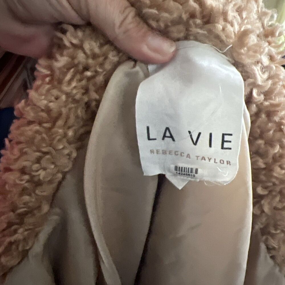 Rebecca Taylor La Vie Faux Shearling Jacket Bomber Jacket Size Medium - Picture 10 of 11